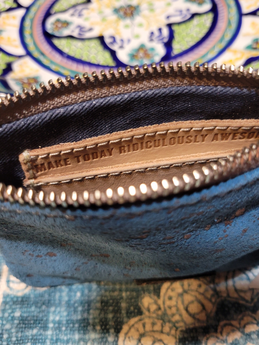 Consuela Nilo Blue Suede with Bronze Metallic Flecks Wristlet - Picture 5 of 7